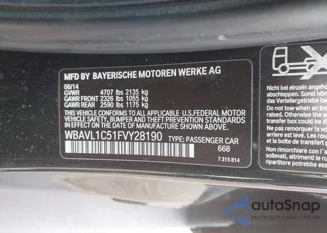 2015 BMW X1 xDrive28I from USA, damaged, VIN WBAVL1C51FVY28190